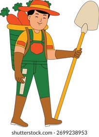 Ilustración vectorial de actividad del agricultor hombre