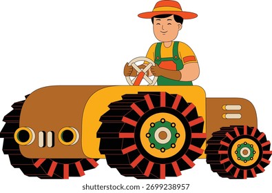 Ilustración vectorial de actividad del agricultor hombre