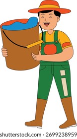 man farmer activity vector illustration