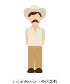 man farmer colombian coffee icon vector illustration design