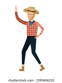 man farmer dancing with straw hat