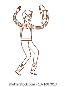 man farmer dancing with straw hat