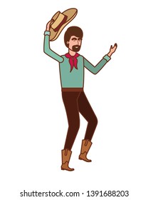 man farmer dancing with straw hat