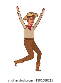 man farmer dancing with straw hat