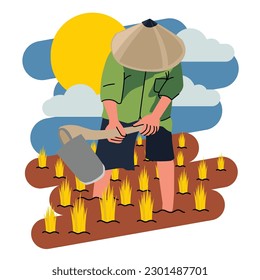 Bauernhof auf Feld Flach-Design-Illustration