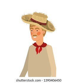 man farmer with straw hat