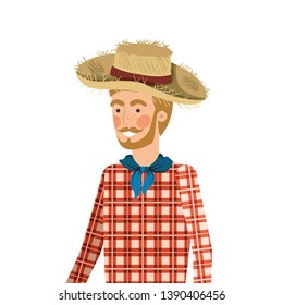 man farmer with straw hat
