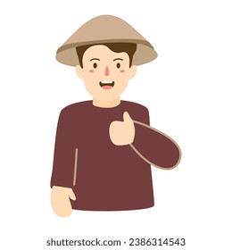 man farmer thumbs up hand signal smart farmer