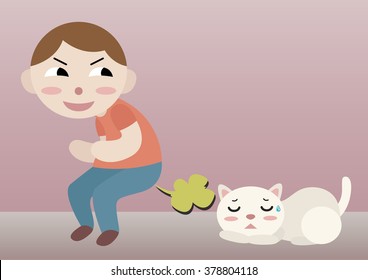 man farts to cat cartoon vector