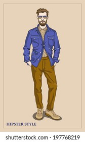 man in fashion clothes isolated on light background vector 