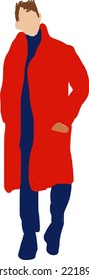 man fashion dress winter red handrawing illustration