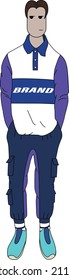 Man in fashion look. Modern close . Vector illustration.