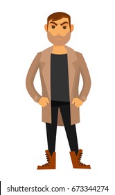 Man fashion model wearing style clothes vector flat isolated icon