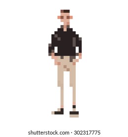 man fashion pixel vector isolate on white background.