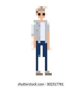 man fashion pixel vector isolate on white background.