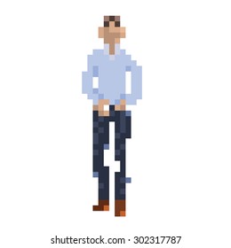 man fashion pixel vector isolate on white background.
