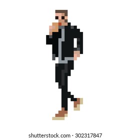 man fashion pixel vector isolate on white background.