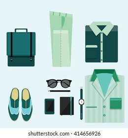 Man fashion set vector. Modern businessman fashion vector.