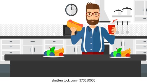 Man with fast food.