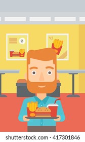 Mann mit Fastfood.
