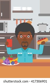 Man with fast food.