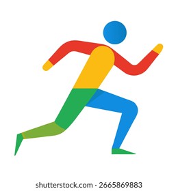 man fast run colorful vector icon