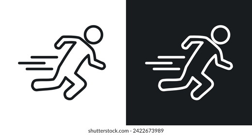 Man fast run icon designed in a line style on white background.