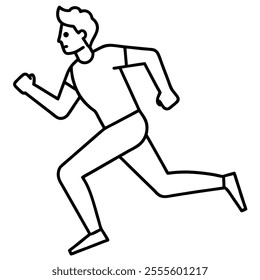 man fast run icon line on white backgrount.