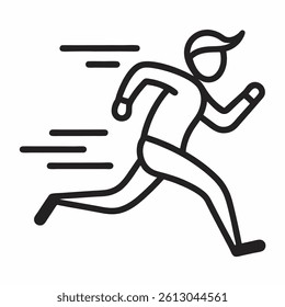 Man fast run icon line art on white background