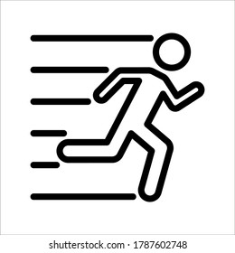 icono man fast run en fondo blanco. Pasos 10