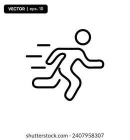 man fast run icon, rush line  icon vector illustration
