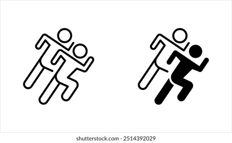 Conjunto de iconos de ejecución rápida de hombre. Conjunto de iconos en ejecución. Conjunto de símbolos de ejecución. Ilustración vectorial sobre fondo blanco