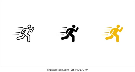 Conjunto de iconos de ejecución rápida de hombre, Ilustración vectorial de iconos de carrera