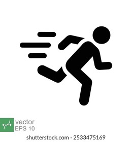 Ícone Man fast run. Estilo sólido simples. Corredor, atleta, pessoa, velocidade, exercício, conceito de esporte. Design de ilustração vetorial de símbolo de glifo isolado no plano de fundo branco. EPS 10.