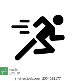 Man fast run icon. Simple solid style. Runner, athlete, person, sprint, exercise, sport concept. Glyph symbol vector illustration design isolated on white background. EPS 10.