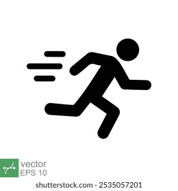 Man fast run icon. Simple solid style. Runner, athlete, person, sprint, exercise, sport concept. Glyph symbol vector illustration design isolated on white background. EPS 10.