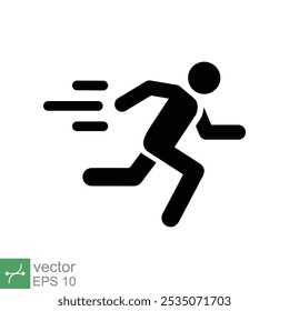 Mann schnell laufen Ikone. Einfacher, solider Stil. Läufer, Athlet, Person, Sprint, Bewegung, Sportkonzept. Glyphensymbol, Vektorgrafik-Design einzeln auf weißem Hintergrund. EPS 10.