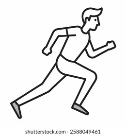 Man fast run line art on yellow on background