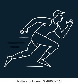 Man fast run line art on yellow on background