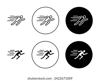 Juego de Ilustración de vectores de ejecución rápida para hombre. Speed Dynamics firma adecuado para aplicaciones y estilo de diseño de interfaz de usuario de sitios web.