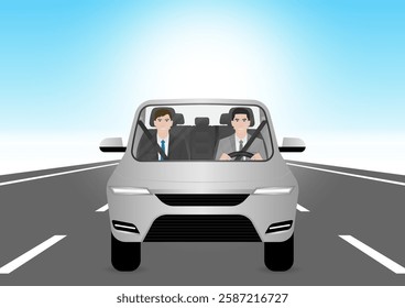 Man Fasten Seat Belt while Driving a Car. Safety First and Drive Safety Concept. 