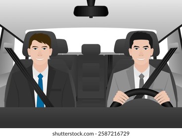 Man Fasten Seat Belt while Driving a Car. Safety First and Drive Safety Concept. 