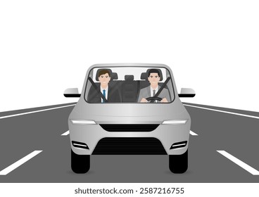 Man Fasten Seat Belt while Driving a Car. Safety First and Drive Safety Concept. 