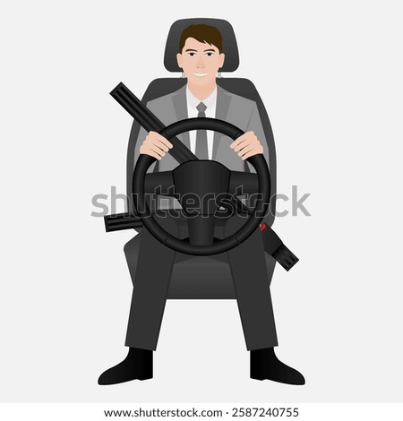 Man Fasten Seat Belt while Driving a Car. Safety First and Drive Safety Concept. 