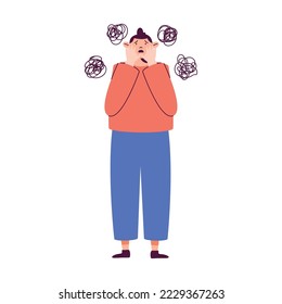 man with fear mood character
