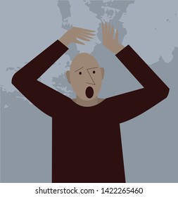 Man with feared expression, Face Screaming in Fear