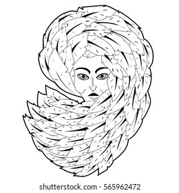 Man and feathers, decorative illustration, logo, vector