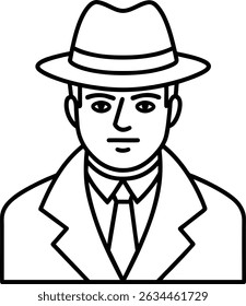 Man Fedora Hat Suit Icon Vector Graphic