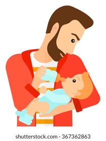 Man feeding baby.