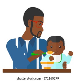 Man feeding baby.